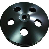 Proflow Power Steering Pulley Saginaw V-belt Style 1-groove Aluminum Black 5.80 in. O.D. For Chev Keyway Each PFE-R3722BK