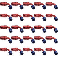 Proflow Bulk Pack 90 Degree Hose End -08AN Hose to Female, Blue/Red 25pc