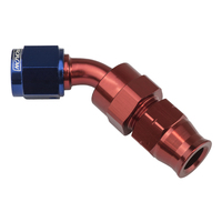 Proflow 1/2in. Tube 45 Degree To Female -08AN Hose End Tube Adaptor Blue/Red PFE112-08