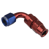 Proflow 3/8in. Tube 90 Degree To Female -06AN Hose End Tube Adaptor Blue/Red PFE113-06