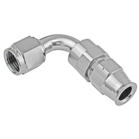 Proflow 3/8in. Tube 90 Degree To Female -06AN Hose End Tube Adaptor Silver PFE113-06S