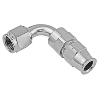 Proflow 3/8in. Tube 90 Degree To Female -06AN Hose End Tube Adaptor, Silver