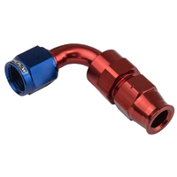Proflow 3/4in. Tube 90 Degree To Female -12AN Hose End Tube Adaptor, Blue/Red