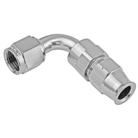Proflow 3/4in. Tube 90 Degree To Female -12AN Hose End Tube Adaptor Polished PFE113-12S