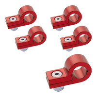 Proflow Billet 5 Piece Hose Mounting P-Clamp 5 Pack 11.1mm ID Hole Red  PFE157-07R