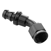 Proflow 45 Degree Push Lock Hose End Barb 5/8'' To Female -10AN, Black