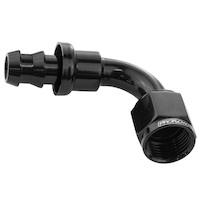 Proflow 90 Degree Push Lock Hose End Barb 5/8'' To Female -10AN, Black