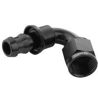 Proflow 120 Degree Push Lock Hose End Barb 1/4'' To Female -04AN, Black