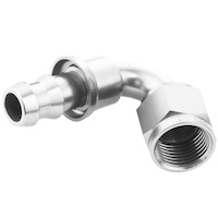 Proflow 120 Degree Push Lock Hose End Barb 3/8'' To Female -06AN, Polished