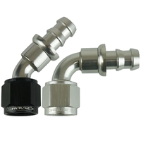 Proflow 150 DEG PUSH ON HOSE END - 4 BLACK/SILVER