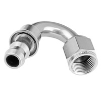 Proflow 150 Degree Push On Hose End Hose End Barb to Female-04AN Polished PFE405-04HP