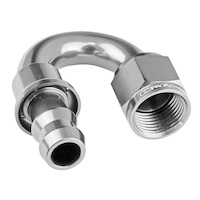 Proflow 180 Degree Push Lock Hose End Barb 1/2'' To Female -08AN, Polished