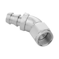 Proflow 45 Degree Fitting Hose End Full Flow Barb to Female -06AN, Polished