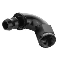 Proflow 120 Degree Fitting Hose End Full Flow Barb to Female -12AN, Black