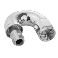 Proflow 180 Degree Fitting Hose End Full Flow Barb to Female -06AN, Polished