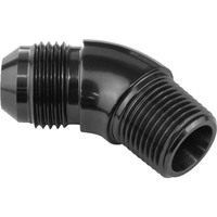 Proflow 45 Degree 1/4in. NPT To Male -06AN Flare to NPT Adaptor Black PFE523-06BK