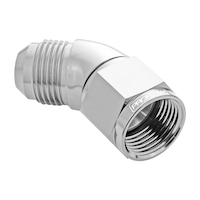 Proflow 45 Degree Full Flow Adaptor Male To Female -08AN, Polished
