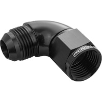 Proflow 90 Degree Full Flow Adaptor Male To Female -06AN, Black