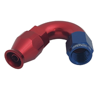 Proflow 150 Degree Fitting Hose End AN8 Suit PTFE Hose, Red/Blue