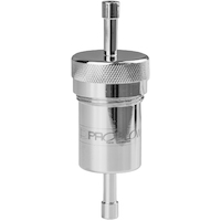 Proflow Fuel Filter Aluminium 5/16in. Hose barb 100 Micron Stainless Steel, Polished Silver