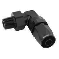 Proflow Fitting, Male Hose End 1/2in. NPT 90 Degree To -08AN Hose, Black