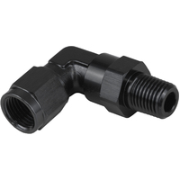 Proflow Adaptor Male -06AN 90 Degree To 12mm x 1.50 NPT Swivel, Black