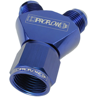 Proflow Y-Block -10AN Female Swivel To Dual -06AN Male, Blue