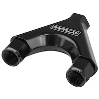 Proflow Aluminium Fuel Pump Y Adaptor Female 2 x 6AN To AN8, Black