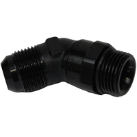 Proflow Adaptor Male -06AN 45 Degree To -12mm x 1.50 Thread Swivel, Black