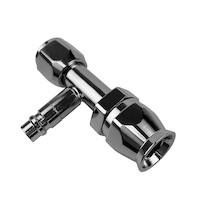 Proflow Hose End Air Conditioning 304 Stainless Straight Female O-Ring Pilot -06AN W/Charge Port Chrome PFEAC101-06CP