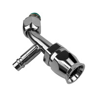 Proflow Hose End Air Conditioning 304 Stainless 45 Degree Female O-Ring Pilot -06AN W/Charge Port Chrome PFEAC102-06CP