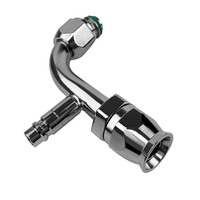 Proflow Hose End Air Conditioning 304 Stainless 90 Degree Female O-Ring Pilot -06AN W/Charge Port Chrome PFEAC103-06CP