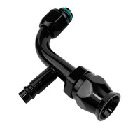 Proflow Hose End Air Conditioning 304 Stainless 90 Degree Female O-Ring Pilot -06AN W/Charge Port Black PFEAC103-06CPBK