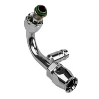 Proflow Hose End Air Conditioning 304 Stainless 135 Degree Female O-Ring Pilot -10AN W/Charge Port Chrome PFEAC105-10CP