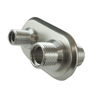 Proflow Firewall Bulkhead Aluminium Air Con 2 Port #6, #10 Inline, Polished