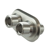 Proflow Firewall Bulkhead Aluminium 2 Port #10 #10 Inline Polished PFEACWP102