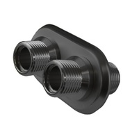 Proflow Firewall Bulkhead Aluminium Air Con 2 Port #10, #10 Inline, Black