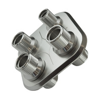 Proflow Firewall Bulkhead Aluminium Air Con 4 Port #6, #10 Inline, Polished