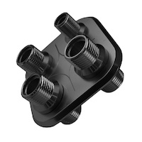 Proflow Firewall Bulkhead Aluminium Air Con 4 Port #6, #10 Inline, Black