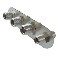 Proflow Firewall Bulkhead Aluminium Air Con 4 Port #10, #6 Inline, Polished