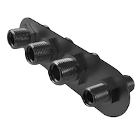 Proflow Firewall Bulkhead Aluminium Air Con 4 Port #10, #6 Inline, Black