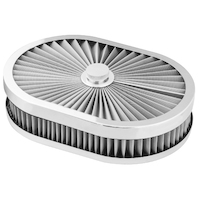 Proflow Air Filter Assembly Flow Top Oval Stainless Steel 12in. x 9in. x 2in. Suit 5-1/8in. Flat Base