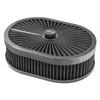 Proflow Air Filter Assembly Flow Top Oval Black 12in. x 9in. x 3in. Suit 5-1/8in. Flat Base