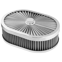 Proflow Air Filter Assembly Flow Top Oval Stainless Steel 12in. x 9in. x 3in. Suit 5-1/8in. Flat Base