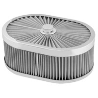 Proflow Air Filter Assembly Flow Top Oval Stainless Steel 12in. x 9in. x 5in. Suit 5-1/8in. Flat Base PFEAF-300127S