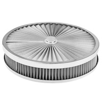 Proflow Air Filter Assembly Flow Top Round Stainless Steel 14in. x 2.5in. Suit 5-1/8in. Neck Recessed Base