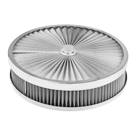 Proflow Air Filter Assembly Flow Top Round Stainless Steel 14in. x 3in. Suit 5-1/8in. Neck Recessed Base