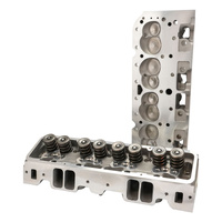 Proflow Cylinder Heads SuperMax 220 SB Chev Aluminum Assembled7/16 Studs Adj G/Plates 64cc Chamber Angle Plug 220cc Intake Runner 600HP Pair