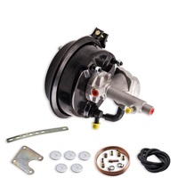 Proflow Power Brake Booster Master cylinder Kit VH44 style 7in. with Accessories Black PFEBB0044