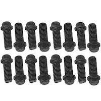 Proflow Header Bolts, Hex Head, 3/8in. x 1'' , Custom Black Oxide, For Chevrolet, For Ford, Set 16